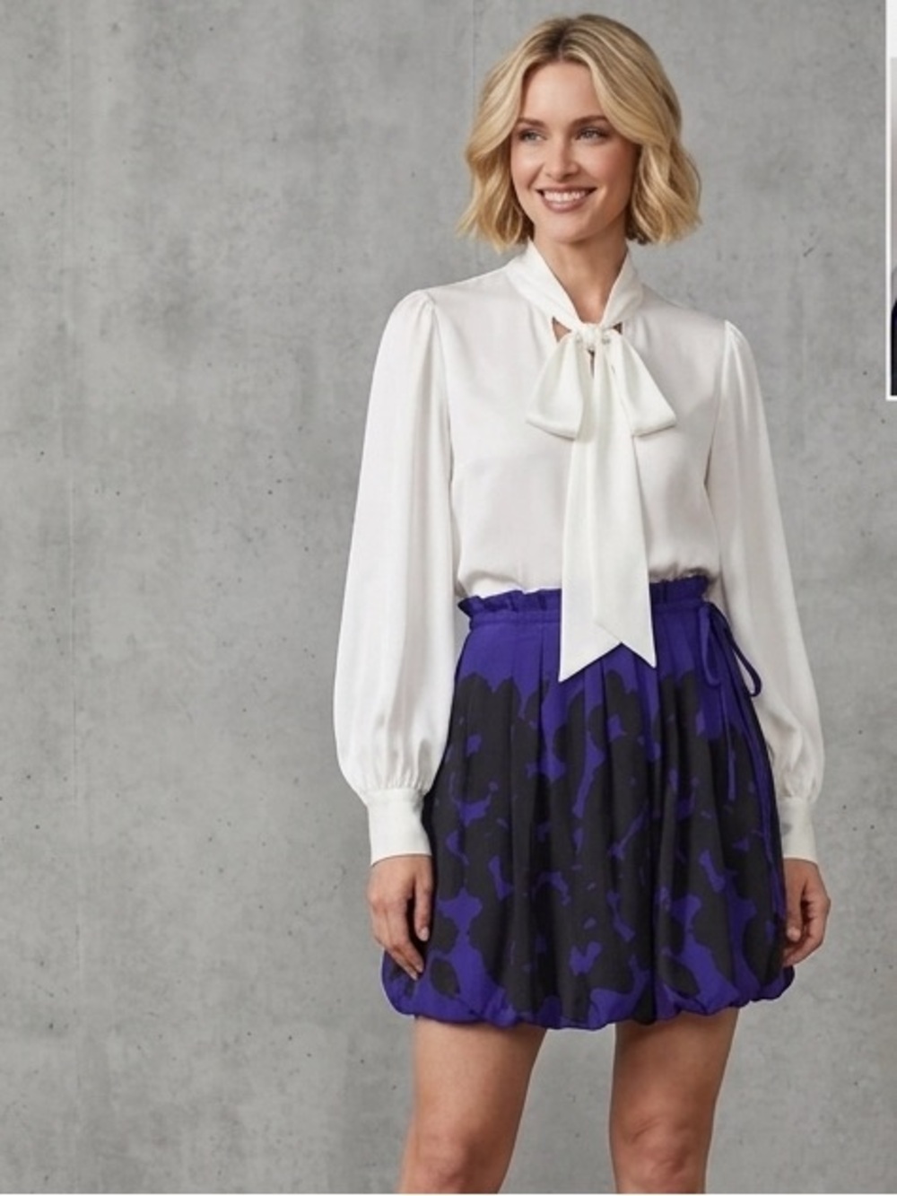 Sonia Rykiel Silk Pleated Blue and Black Abstract Print Skirt
